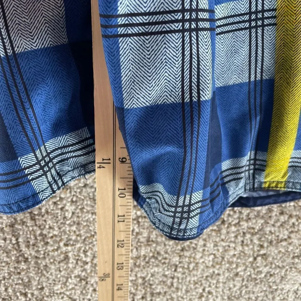 Body Glove Shorts Mens 36 Blue Yellow Plaid Board Shorts Pockets Swimwear Surf‎